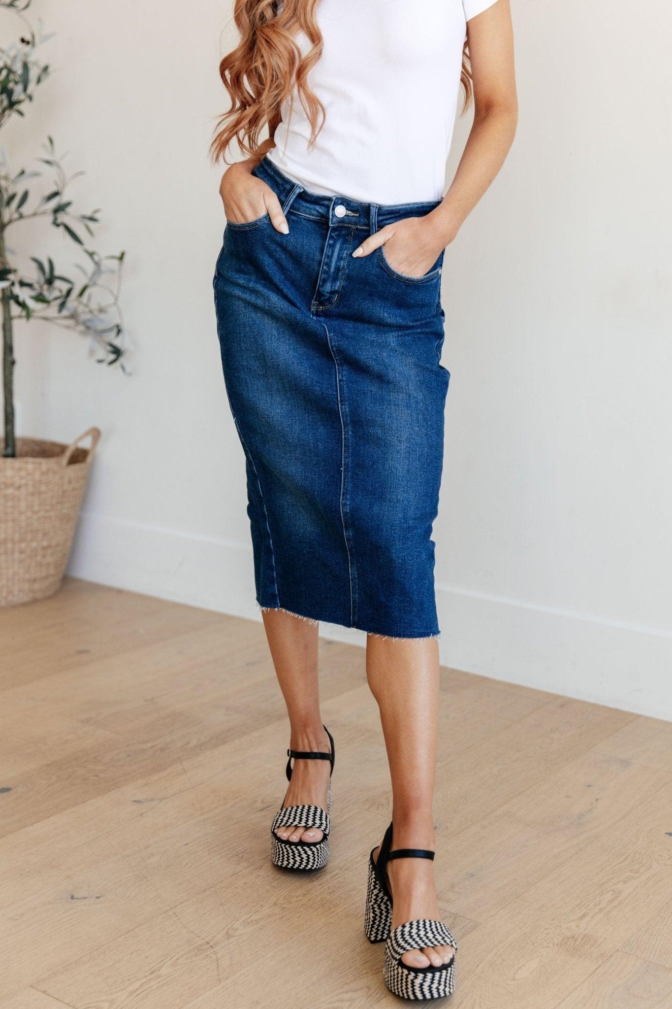 Marcy High Rise Denim Midi Skirt (Online Exclusive) Product Image