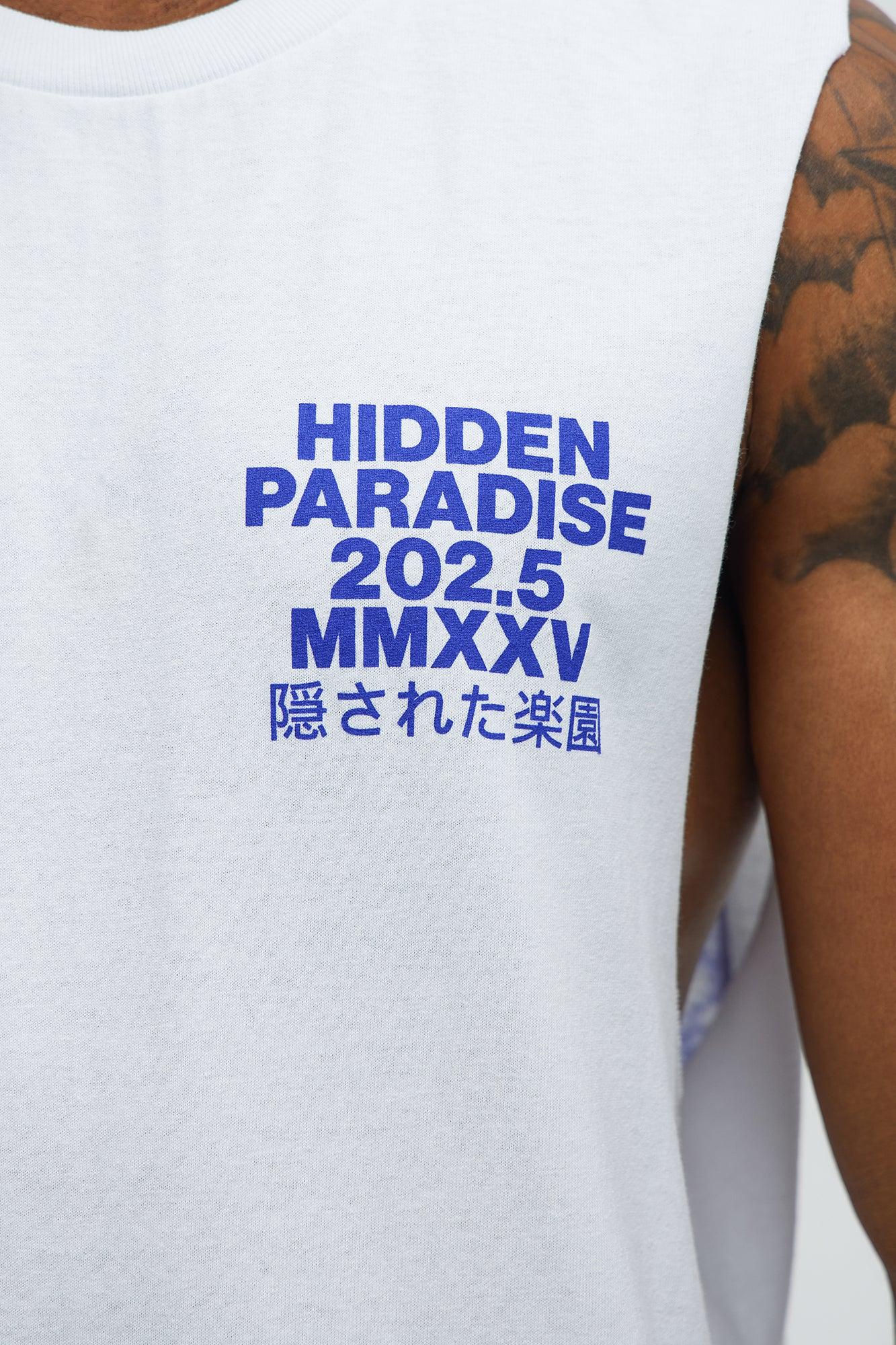 Hidden Paradise Muscle Tee - White Male Product Image