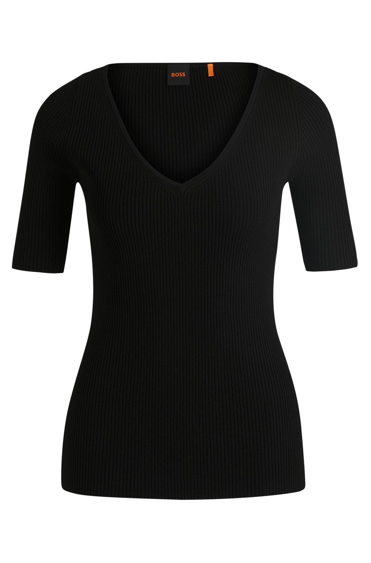 Knitted sweater with V neckline in slim fit Product Image