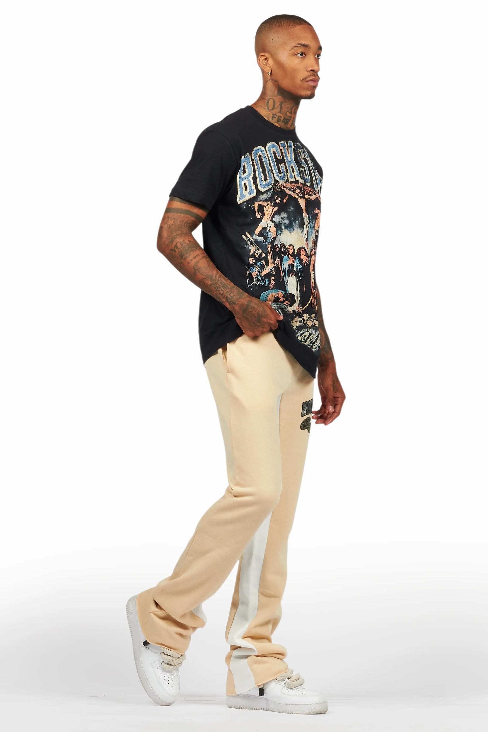 Waller Black/Beige T-Shirt/Baggy Pant Set Male Product Image