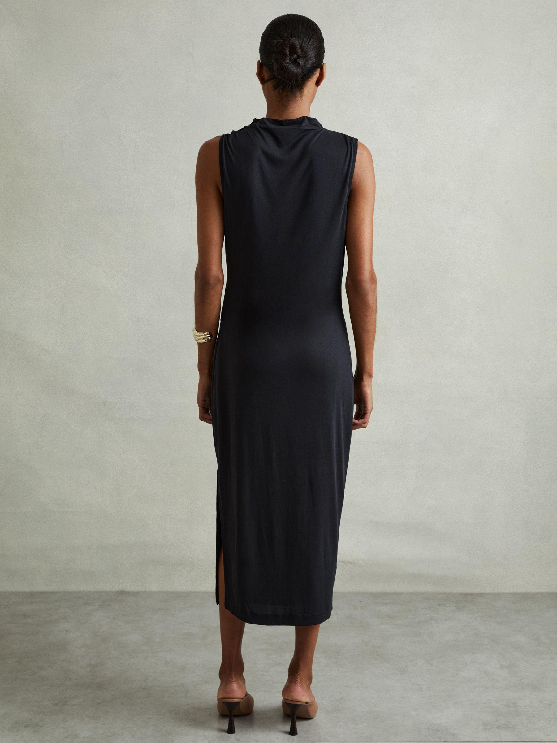 Modal Blend Ruched Midi Dress in Charcoal Product Image