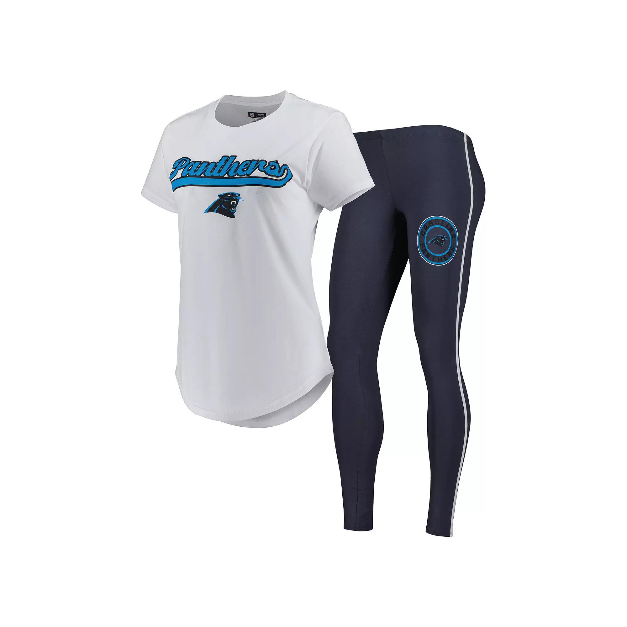 Women's Concepts Sport White/Charcoal Carolina Panthers Sonata T-Shirt & Leggings Sleep Set,  Product Image