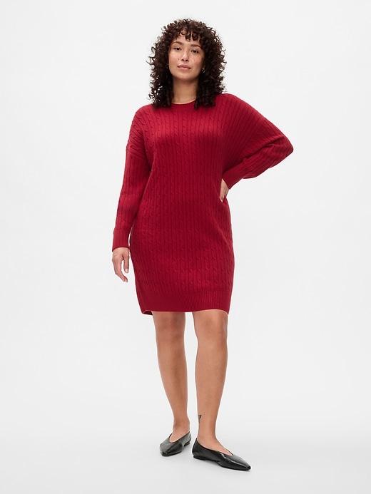 CashSoft Cable-Knit Mini Sweater Dress Product Image