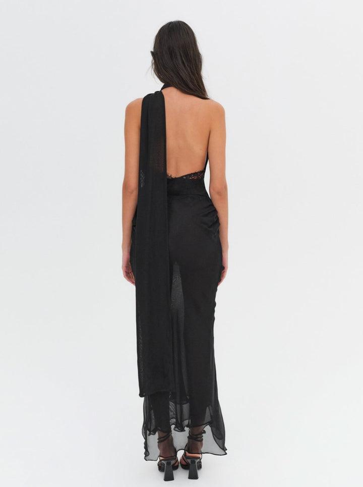 Angela Chiffon Maxi Dress — Black Product Image