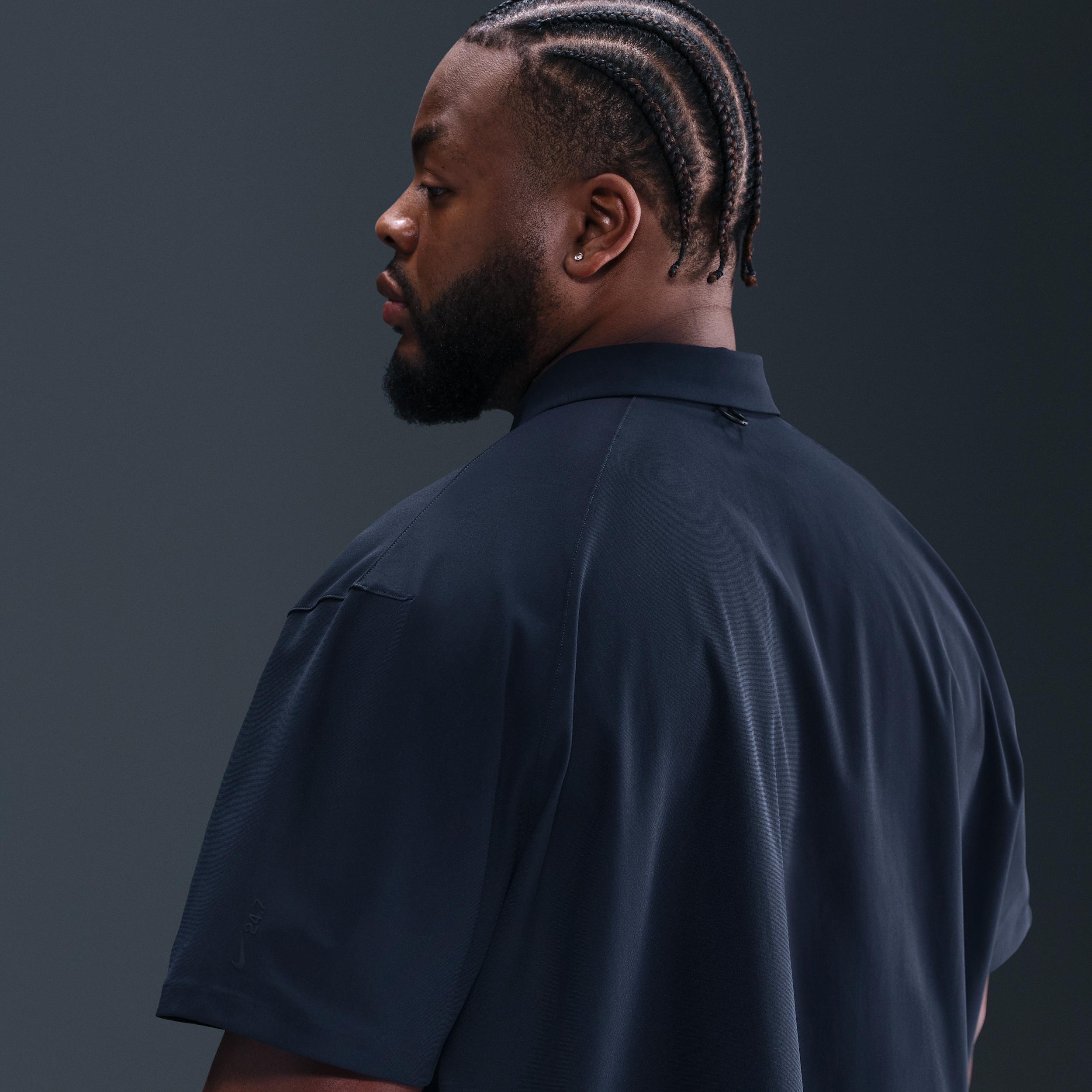 Nike Mens 24.7 PerfectStretch Dri-FIT Short-Sleeve Snap-Down Top | HQ6958-451 Product Image