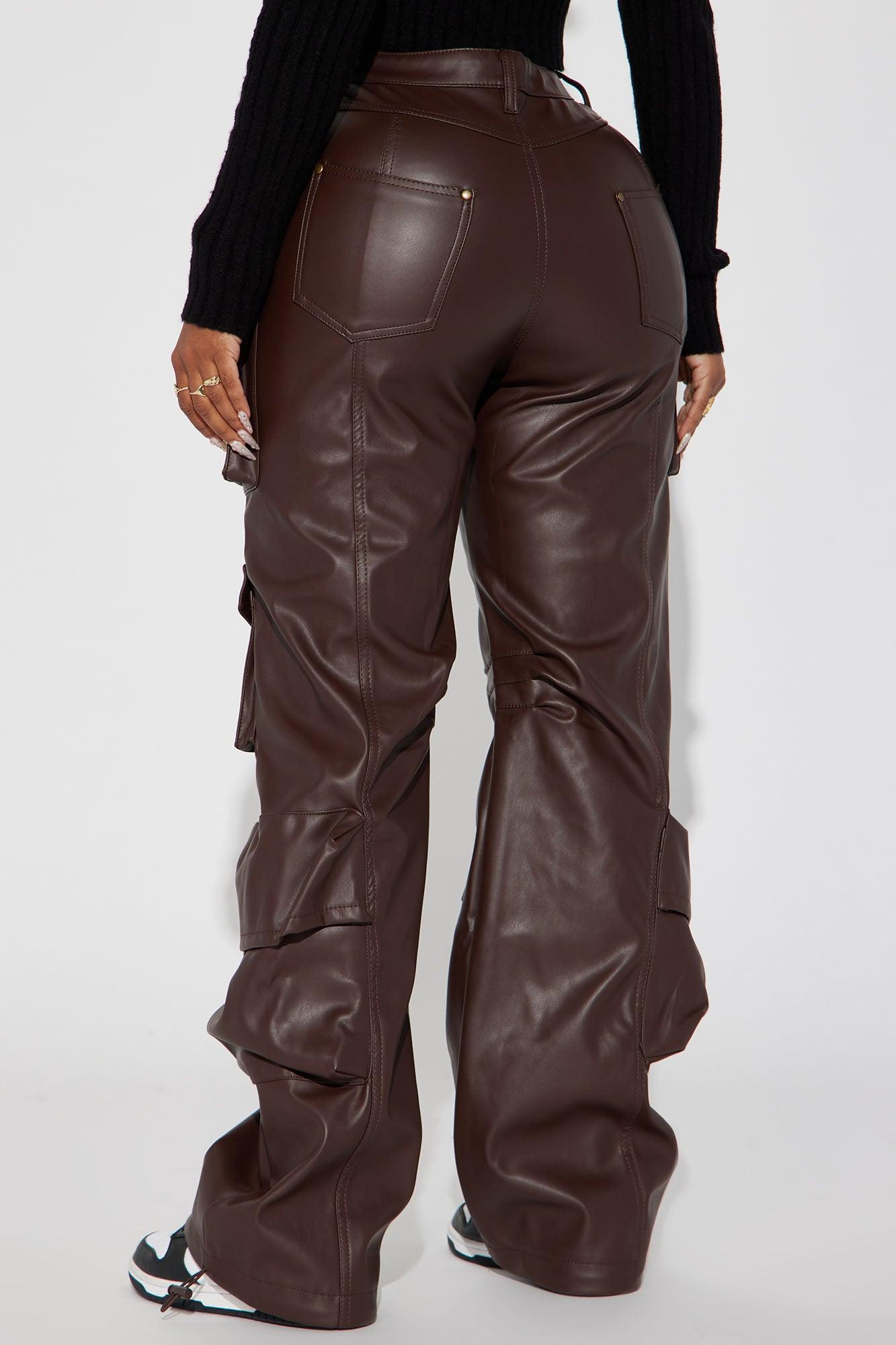 City Is Mine Faux Leather Cargo Pant - Chocolate Product Image