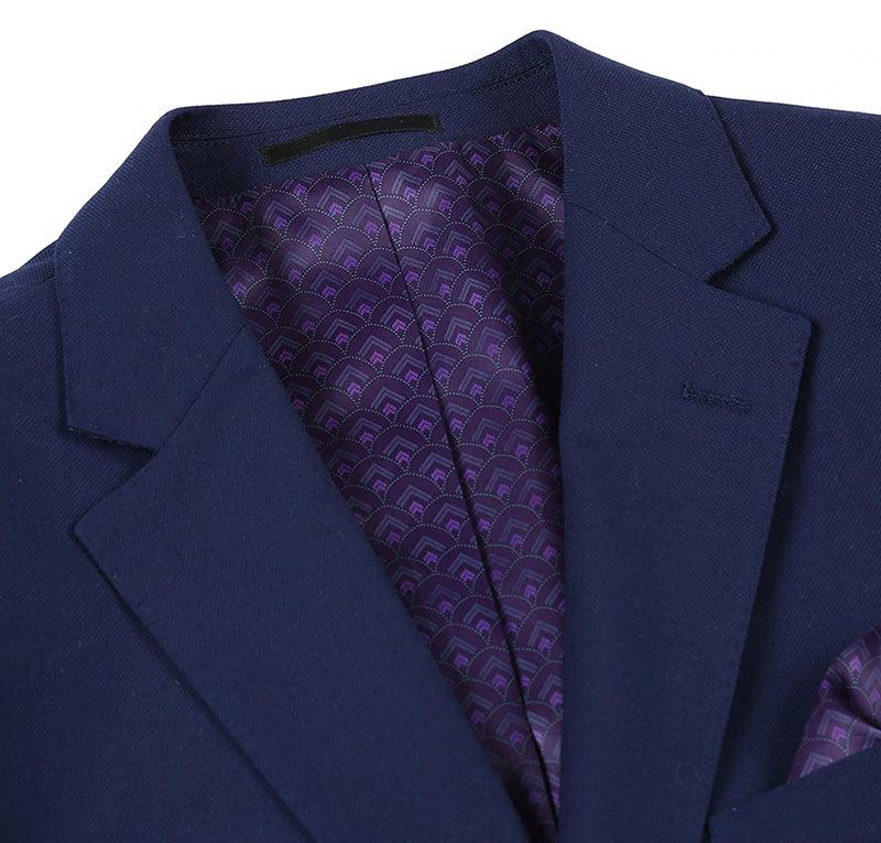 Wool Regular Fit Blazer Solid Color in Dark Navy Product Image