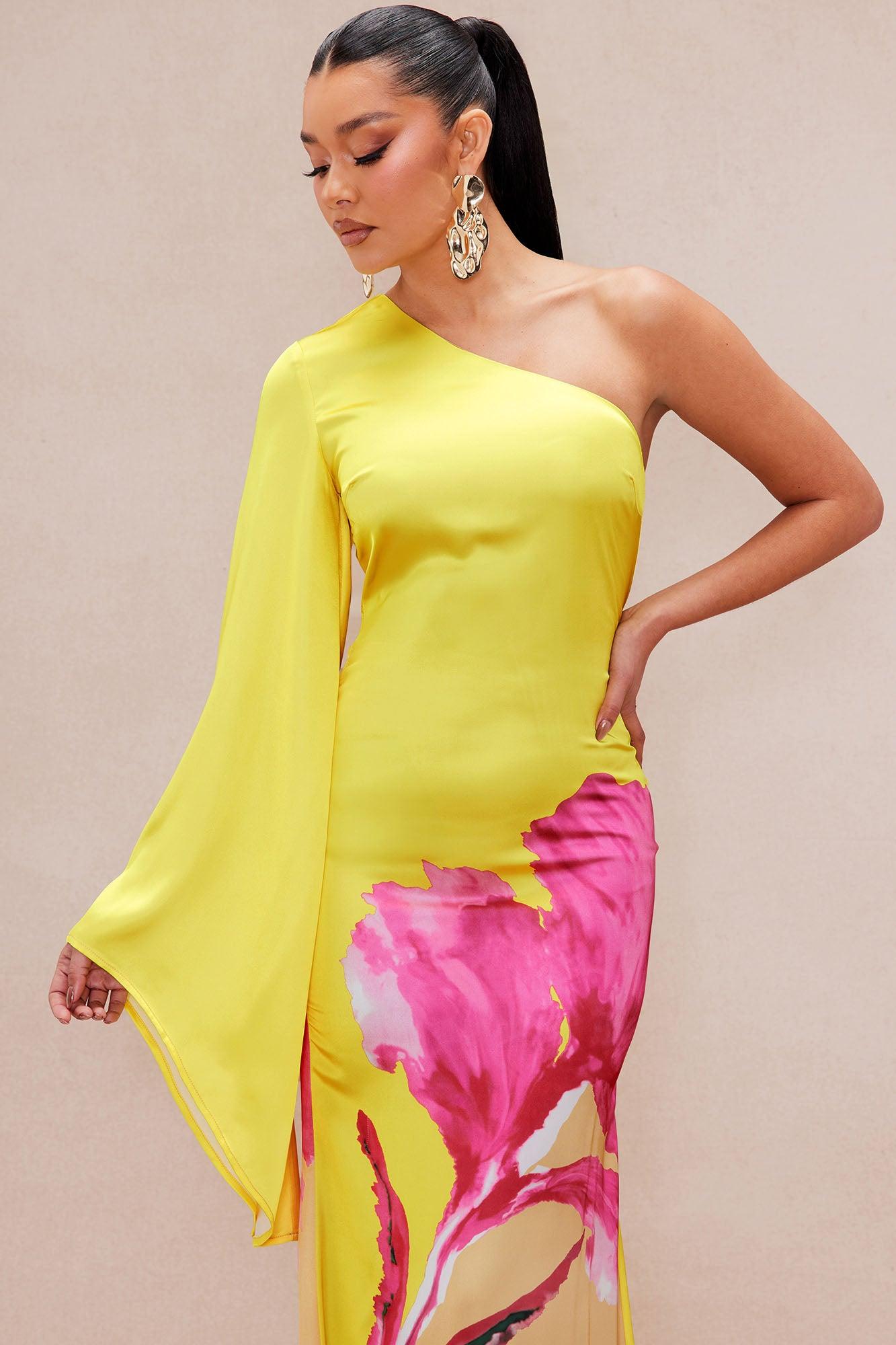 Golden Hour Satin Maxi Dress - Yellow/combo Product Image