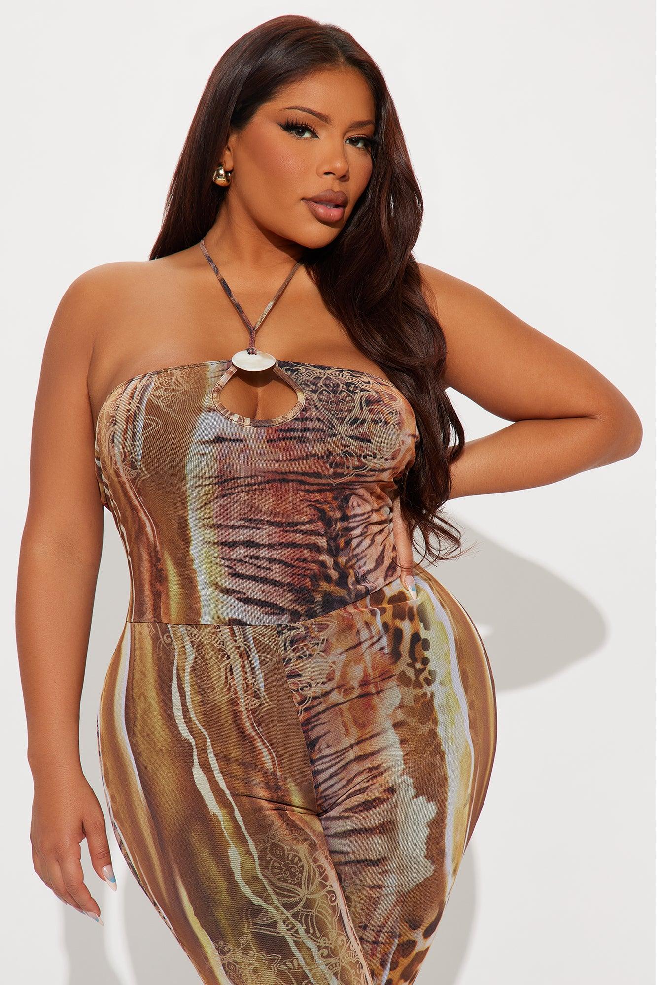 Sanna Mesh Jumpsuit - Brown/combo Female Product Image