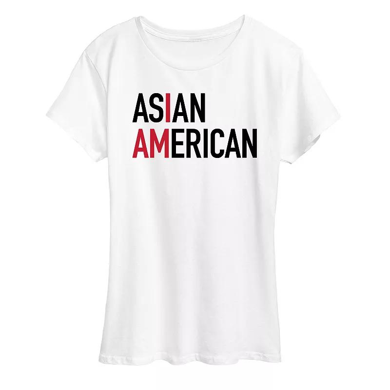 Womens I am Asian American Graphic Tee Grey Gray Product Image