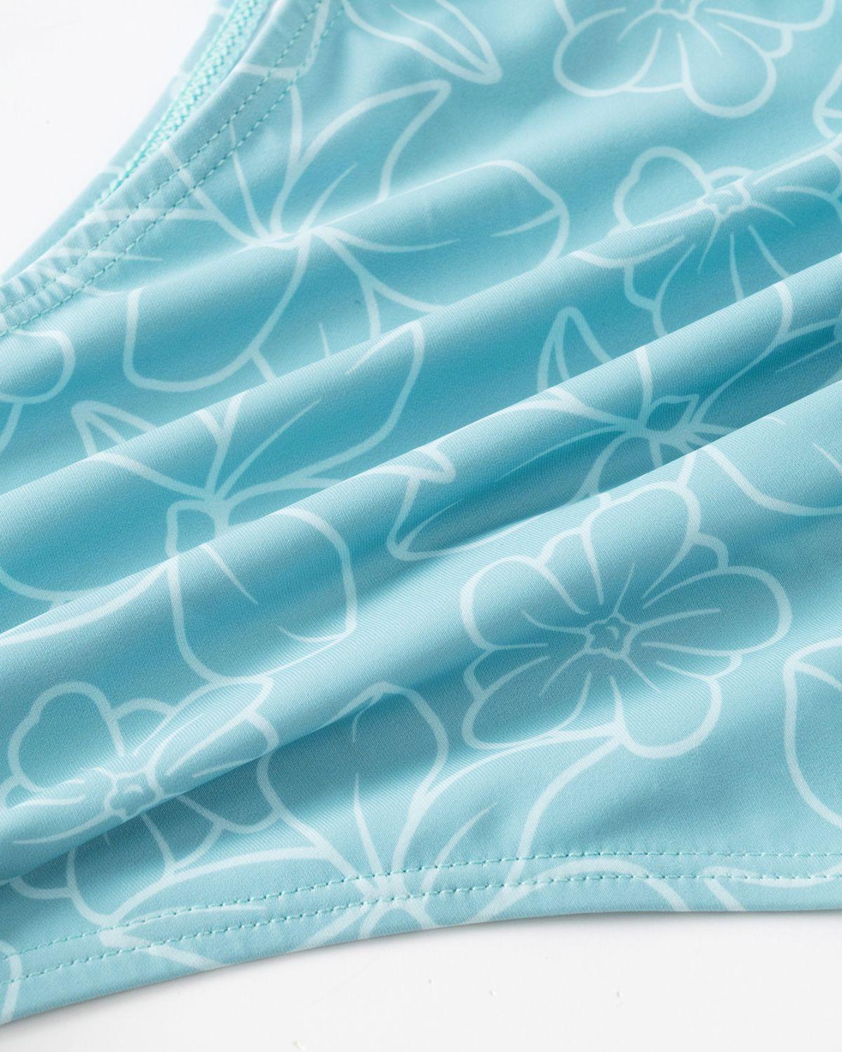 Blue Ruched Tie Front One-Piece Swimsuit Product Image