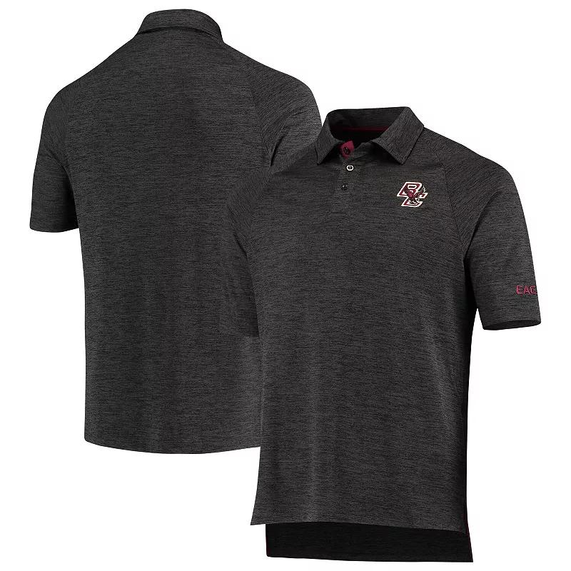Men's Colosseum Heathered Black Boston College Eagles Down Swing Polo,  Product Image