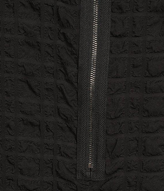 IC Collection Textured Bubble Check Woven Mock Neck Sleeveless Pocketed Swing Waistless Midi Dress Product Image