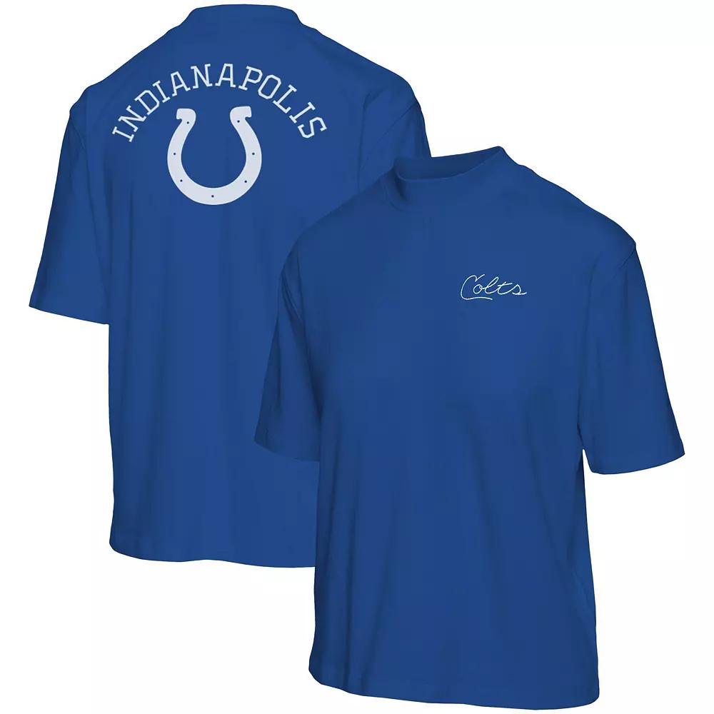 Women's Junk Food Royal Indianapolis Colts Half-Sleeve Mock Neck T-Shirt,  Product Image