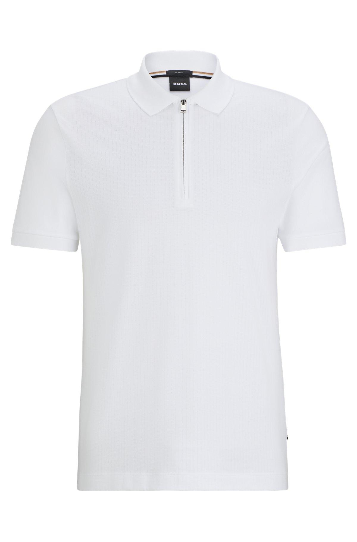 Structured-cotton slim-fit polo shirt with zip placket Product Image