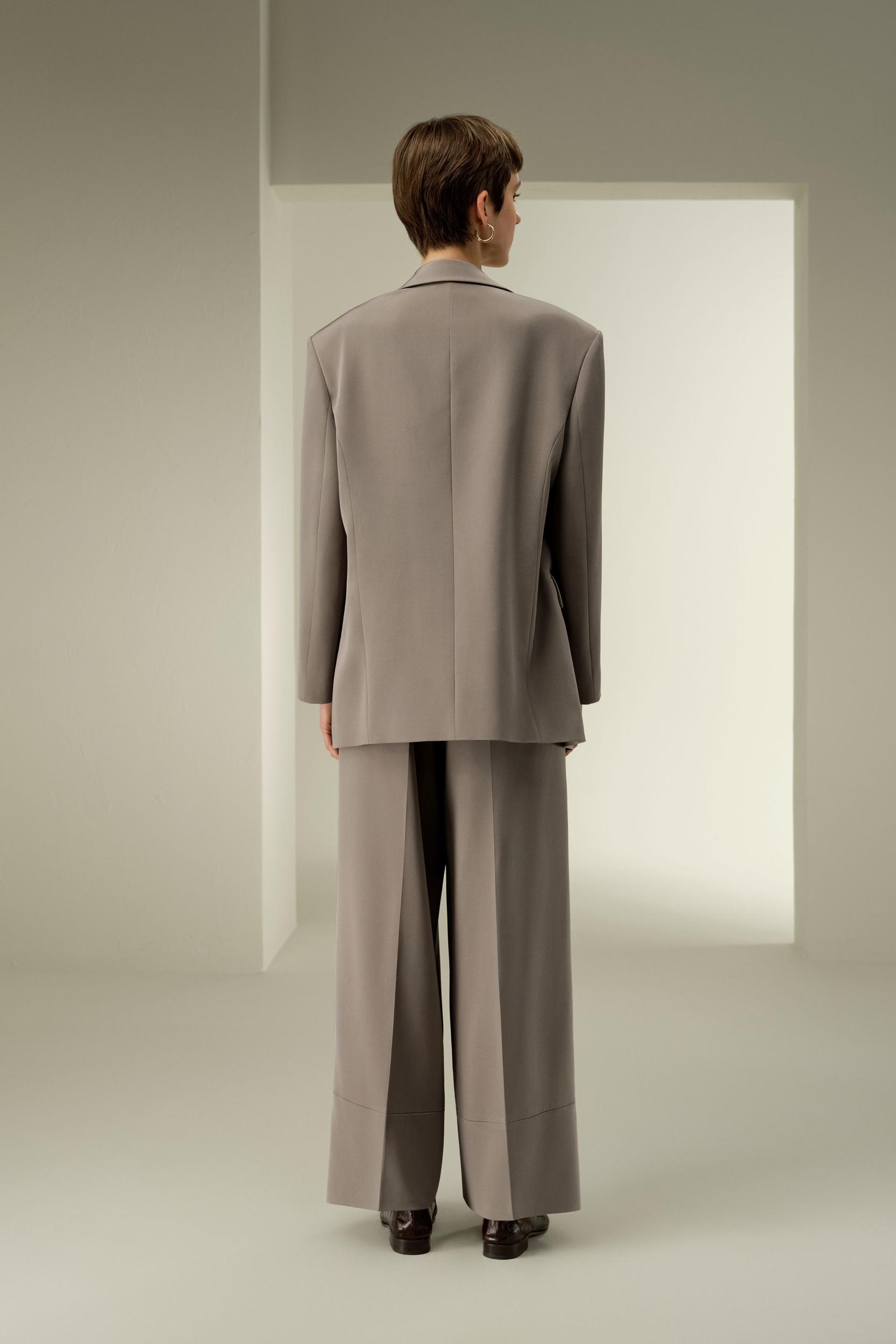 Oversized Padded-Shoulder Silk Blazer Product Image