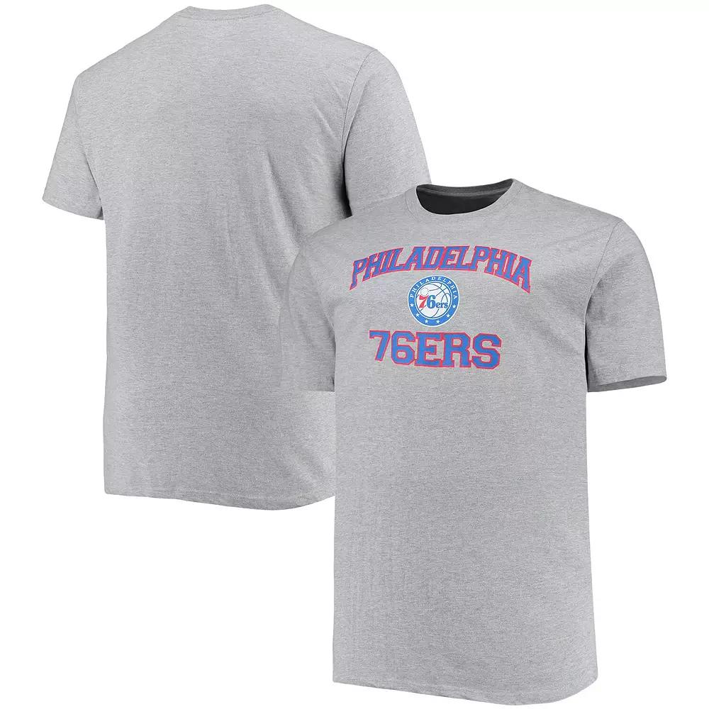 Men's Heathered Gray Philadelphia 76ers Big & Tall Heart & Soul T-Shirt,  Product Image