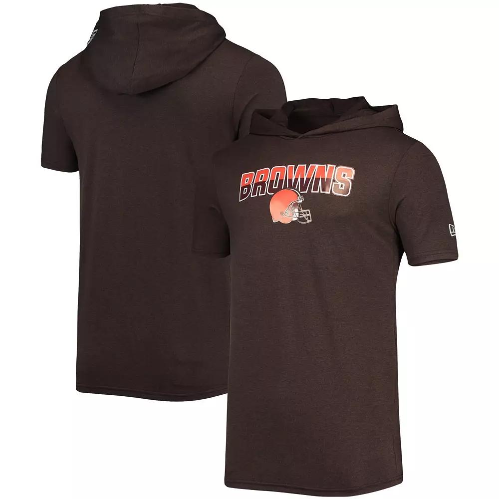 Men's New Era Heathered Brown Cleveland Browns Team Brushed Hoodie T-Shirt,  Product Image