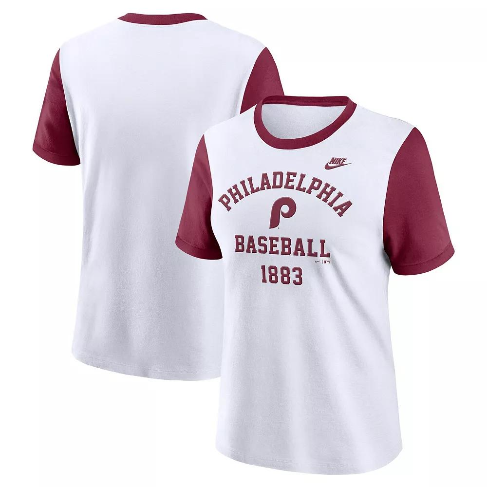 Women's Nike  White Philadelphia Phillies Tri-Blend Cooperstown Logo T-Shirt, Size: XL Product Image