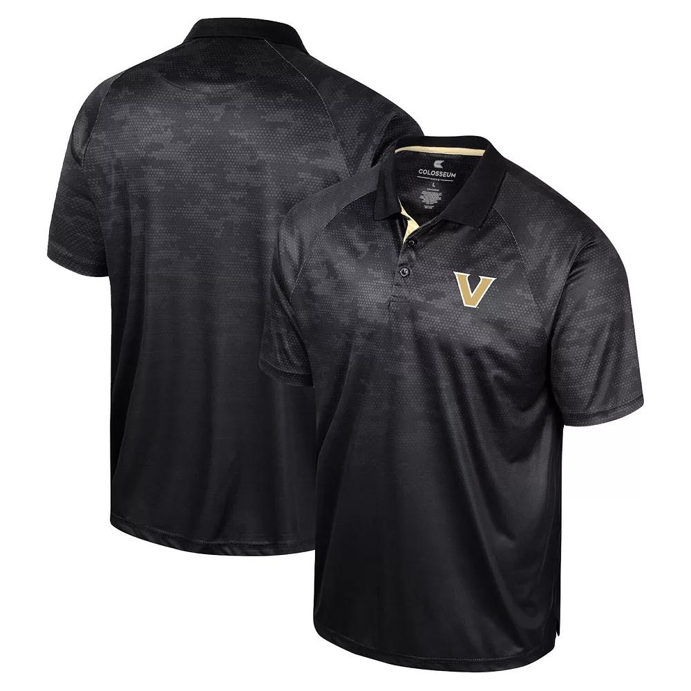 Men's Colosseum Black Vanderbilt Commodores Honeycomb Raglan Polo, Size: Medium Product Image