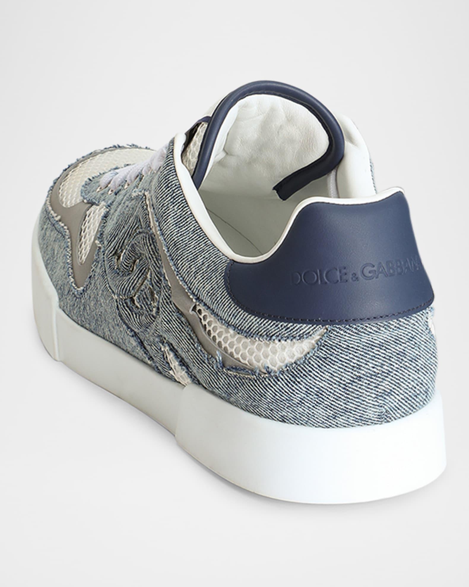 Men's Mesh and Leather Low-Top Sneakers Product Image