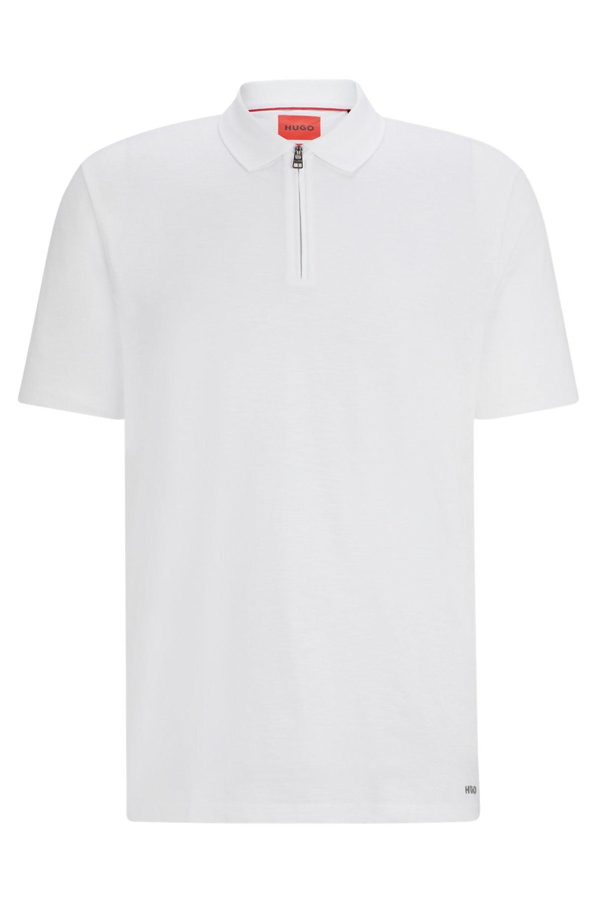 Cotton-blend polo shirt with zip placket Product Image