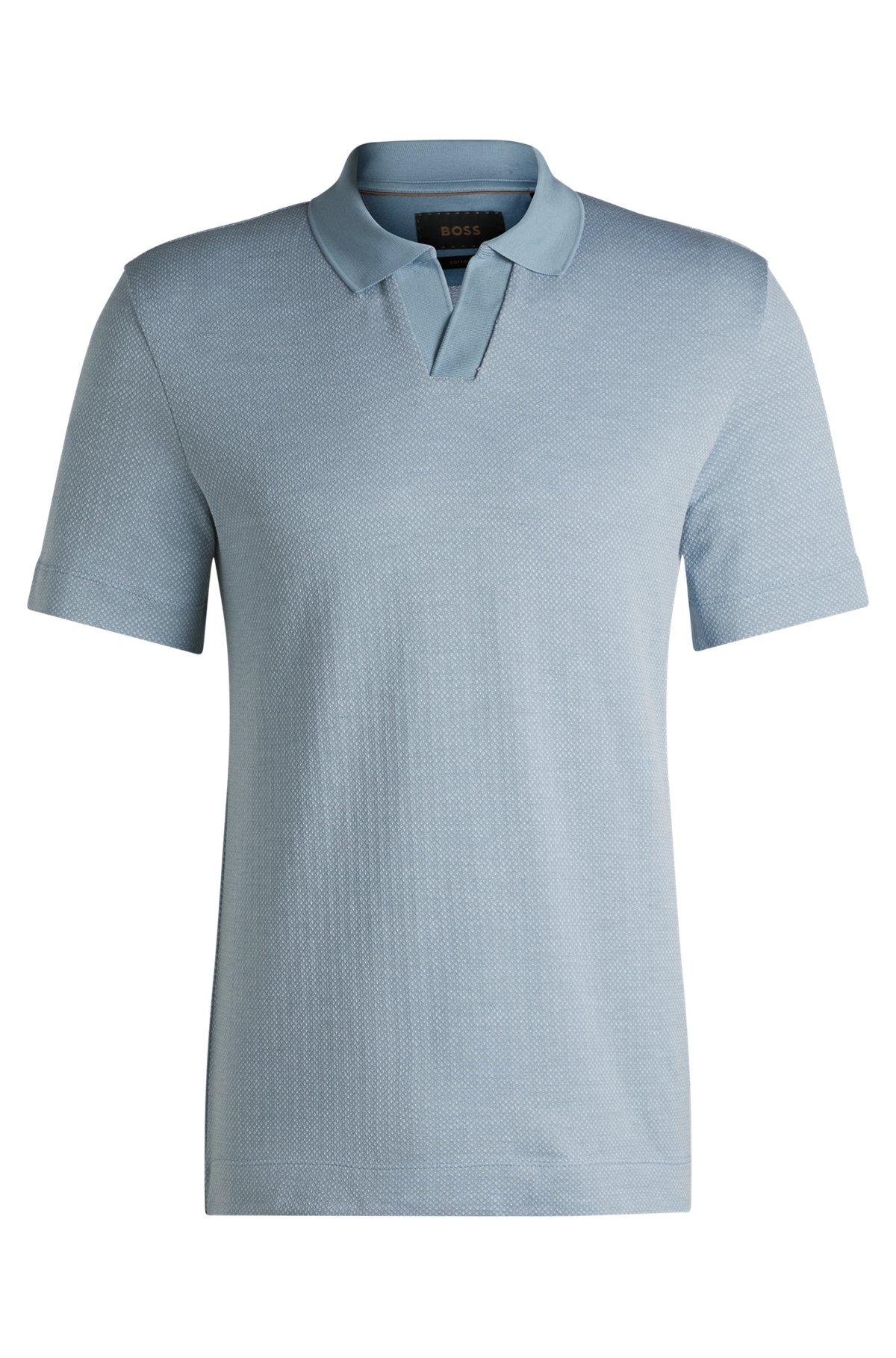 Dot-pattern polo shirt in cotton and silk Product Image