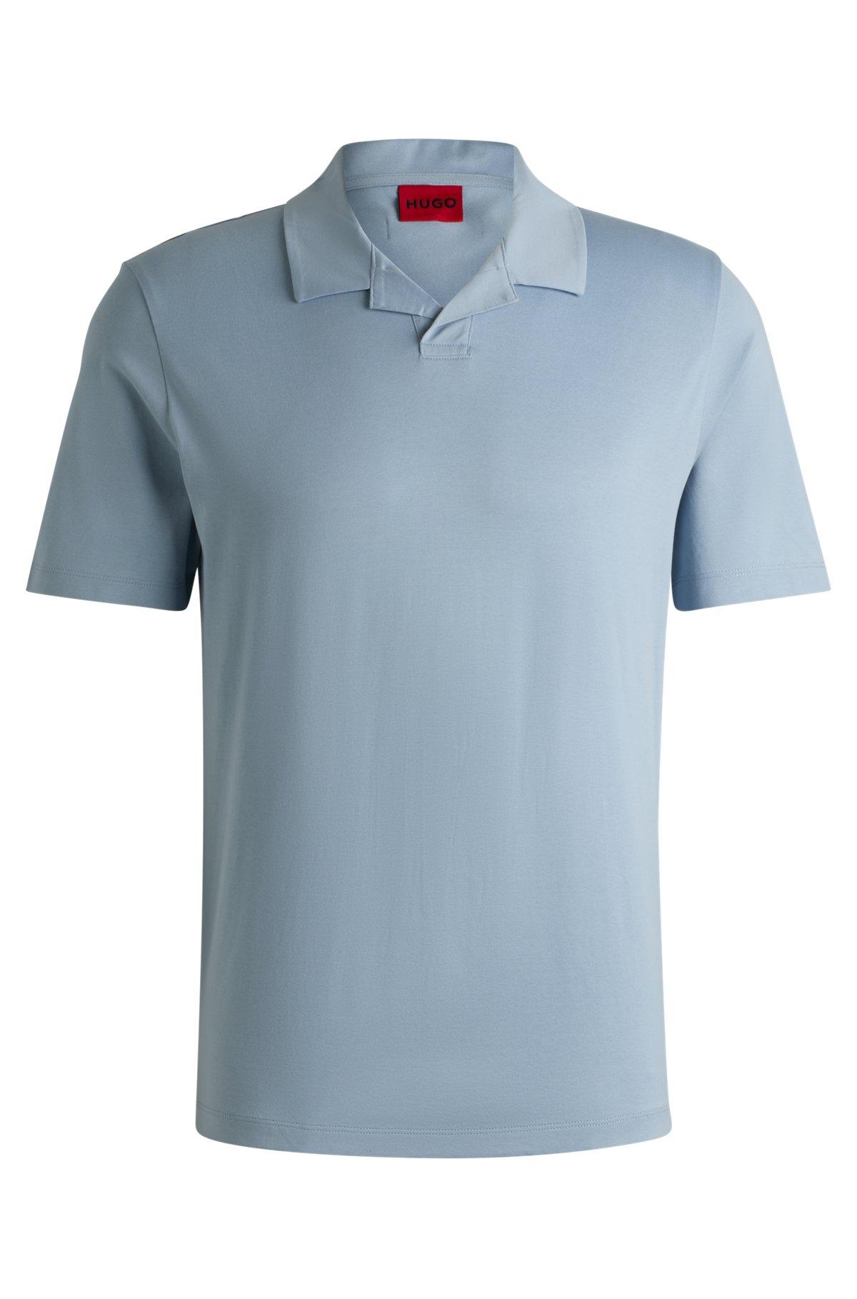 Mercerized slim-fit polo shirt with Johnny collar Product Image