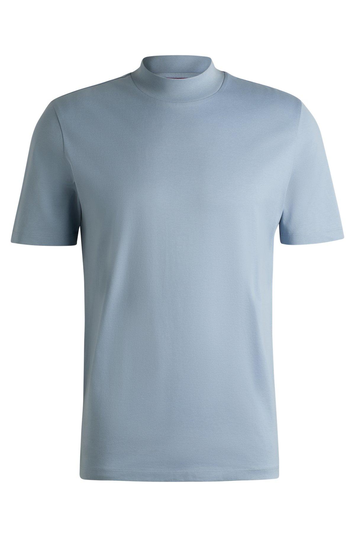 Slim-fit T-shirt in stretch cotton with stand collar Product Image