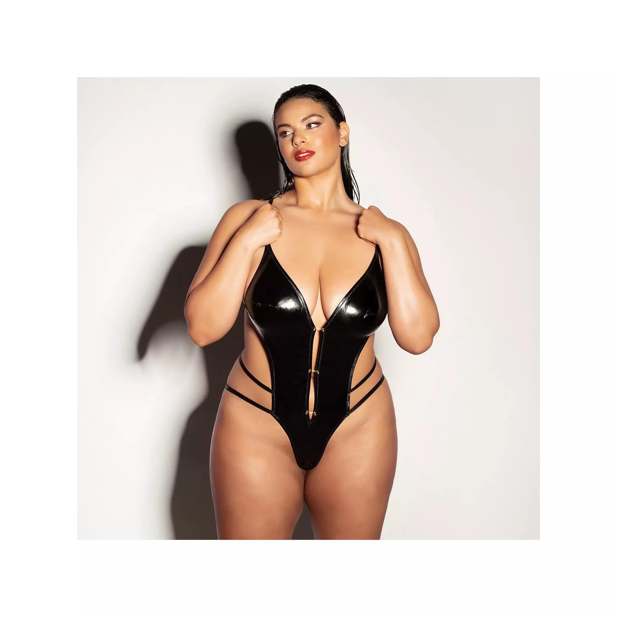Plus Size Oh La La Cheri Whipped Teddy Bodysuit 50-11340X, Women's, Size: Queen, Black Product Image