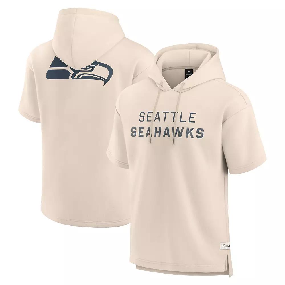 Men's Fanatics Cream Seattle Seahawks Elements Future Ground Lettering Short Sleeve Pullover Hoodie, Size: 4XL, Beige Product Image