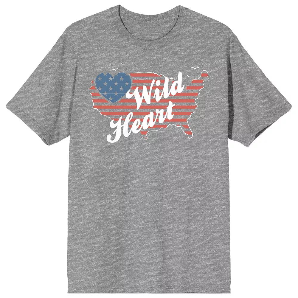 Men's Americana Wild Heart Tee, Size: Medium, Grey Product Image