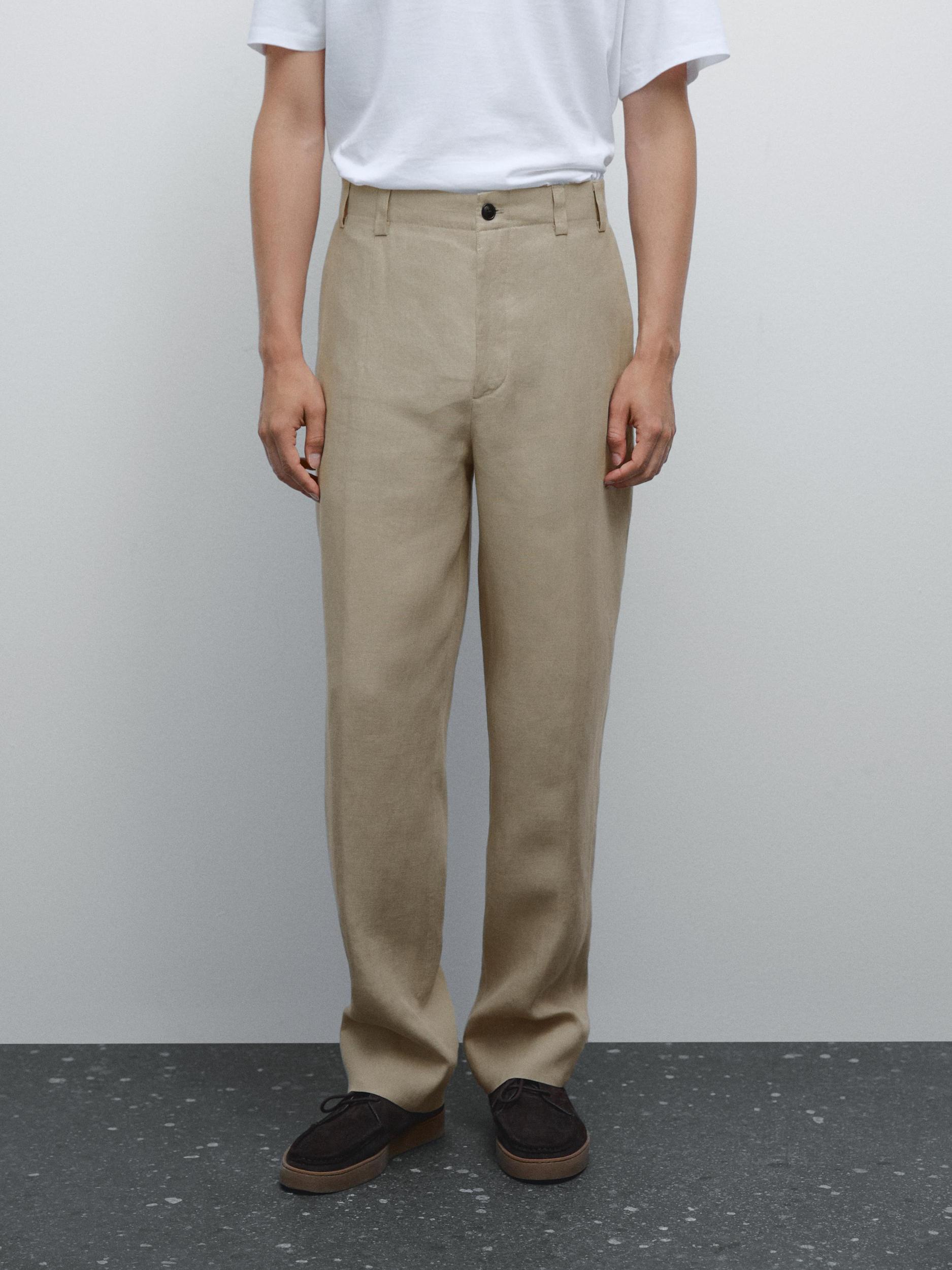 Total look 100% linen trousers Product Image