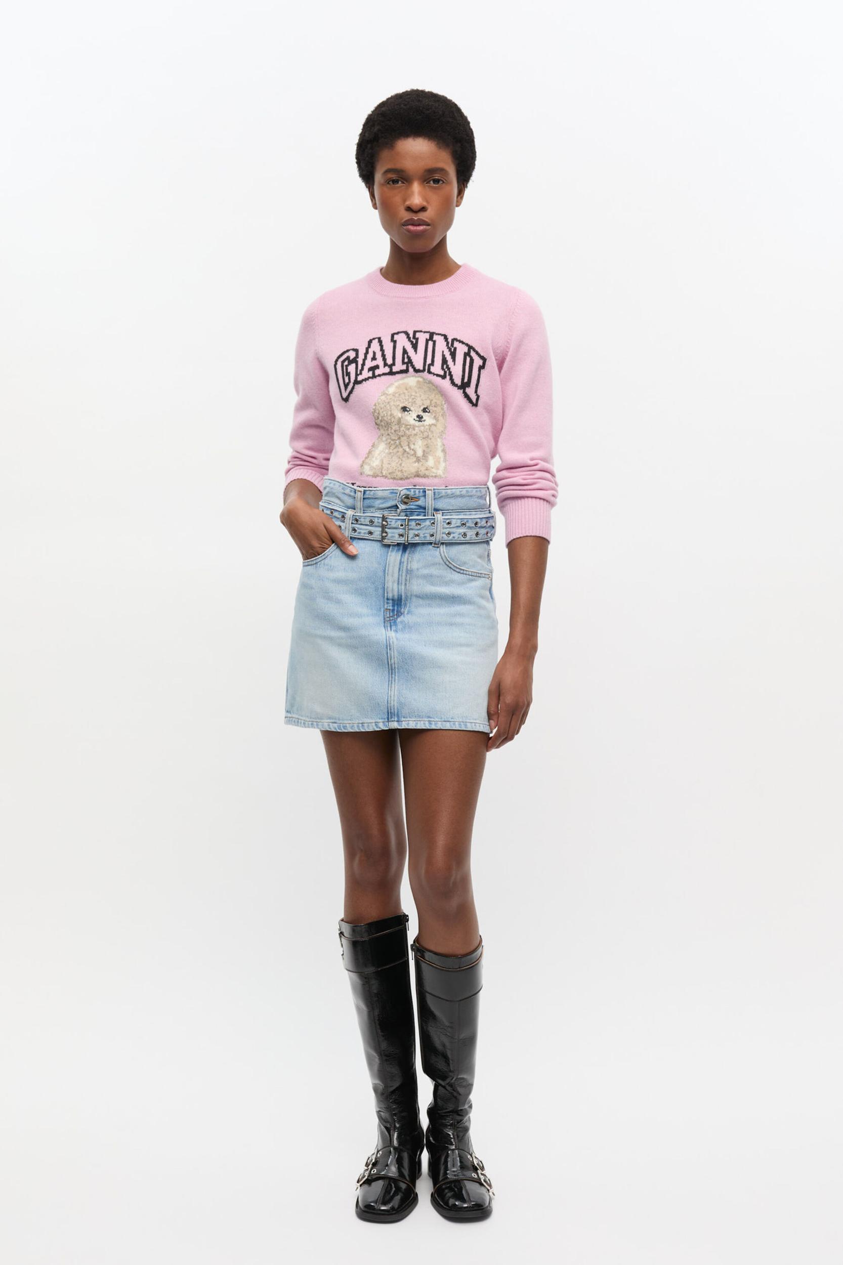 Light Blue Denim Mini Skirt Product Image