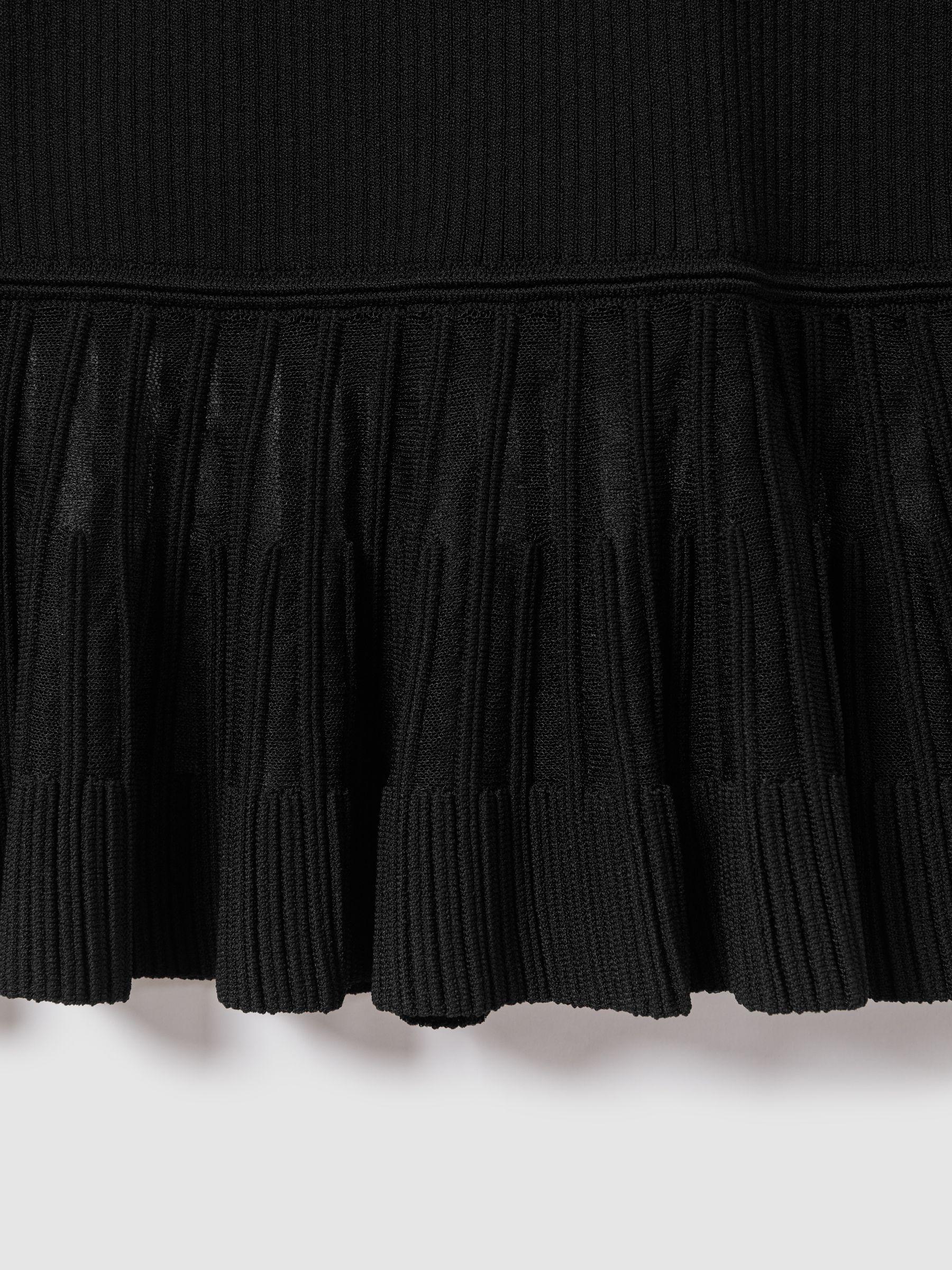 Knitted Sheer Flared Mini Dress in Black Product Image