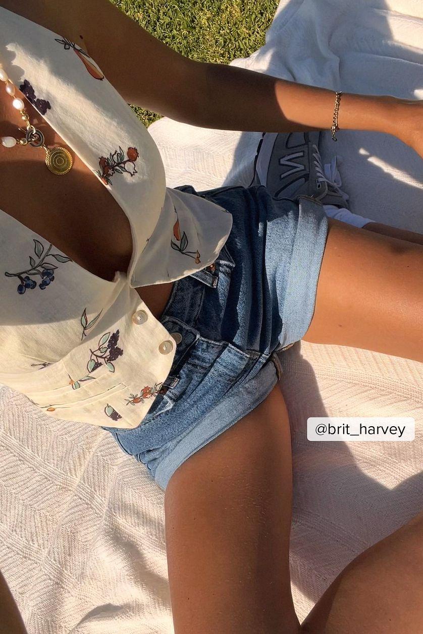 Fold Up Denim Shorts Black Product Image