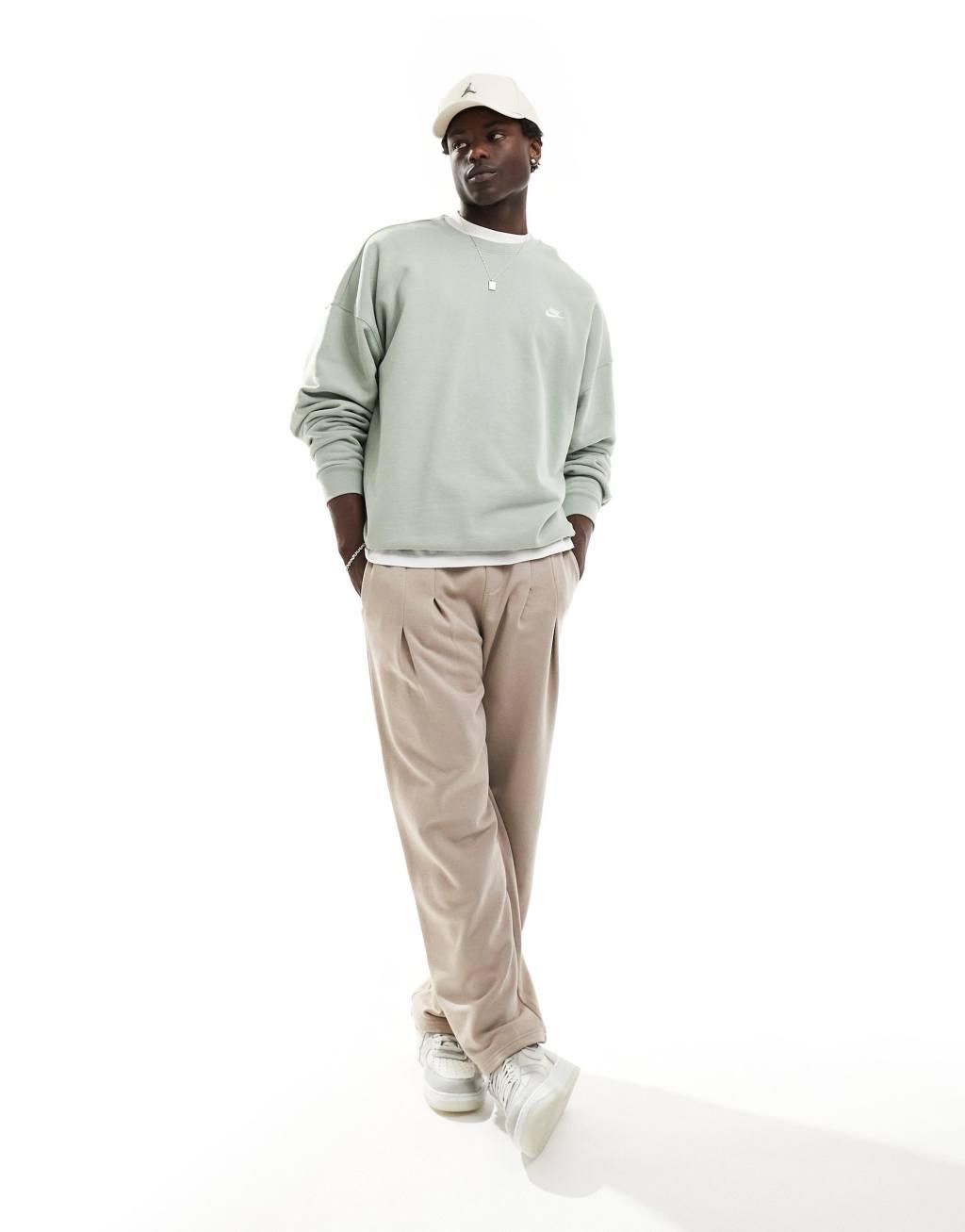 Nike Club french terry oversized sweatshirt in olive Product Image