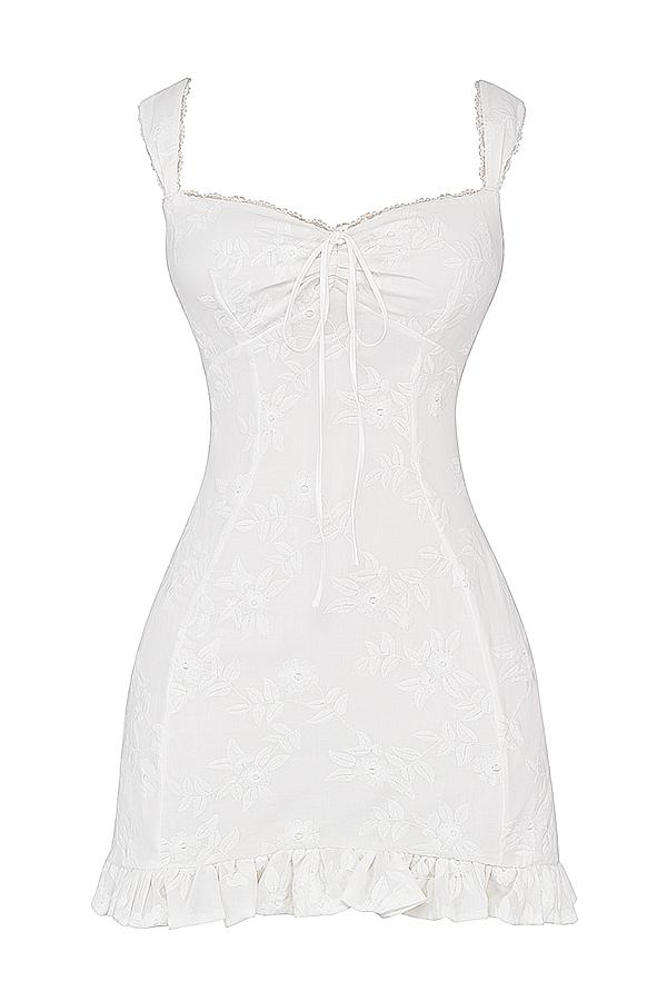 Odessa  white embroidered mini dress Product Image