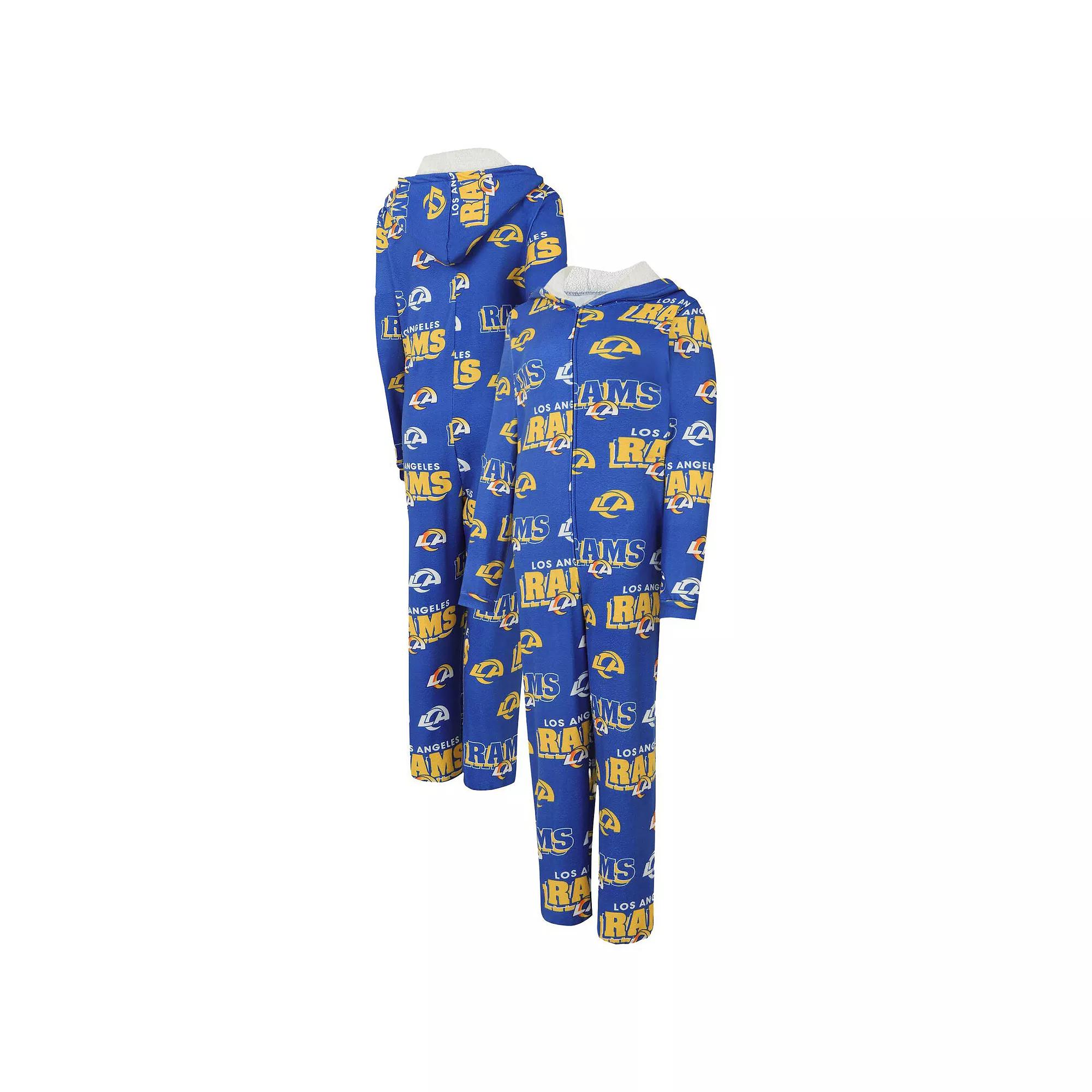 Women's Concepts Sport Royal Los Angeles Rams Roadway Allover Print Microfleece Full-Zip Union Suit, Size: Large, Blue Product Image
