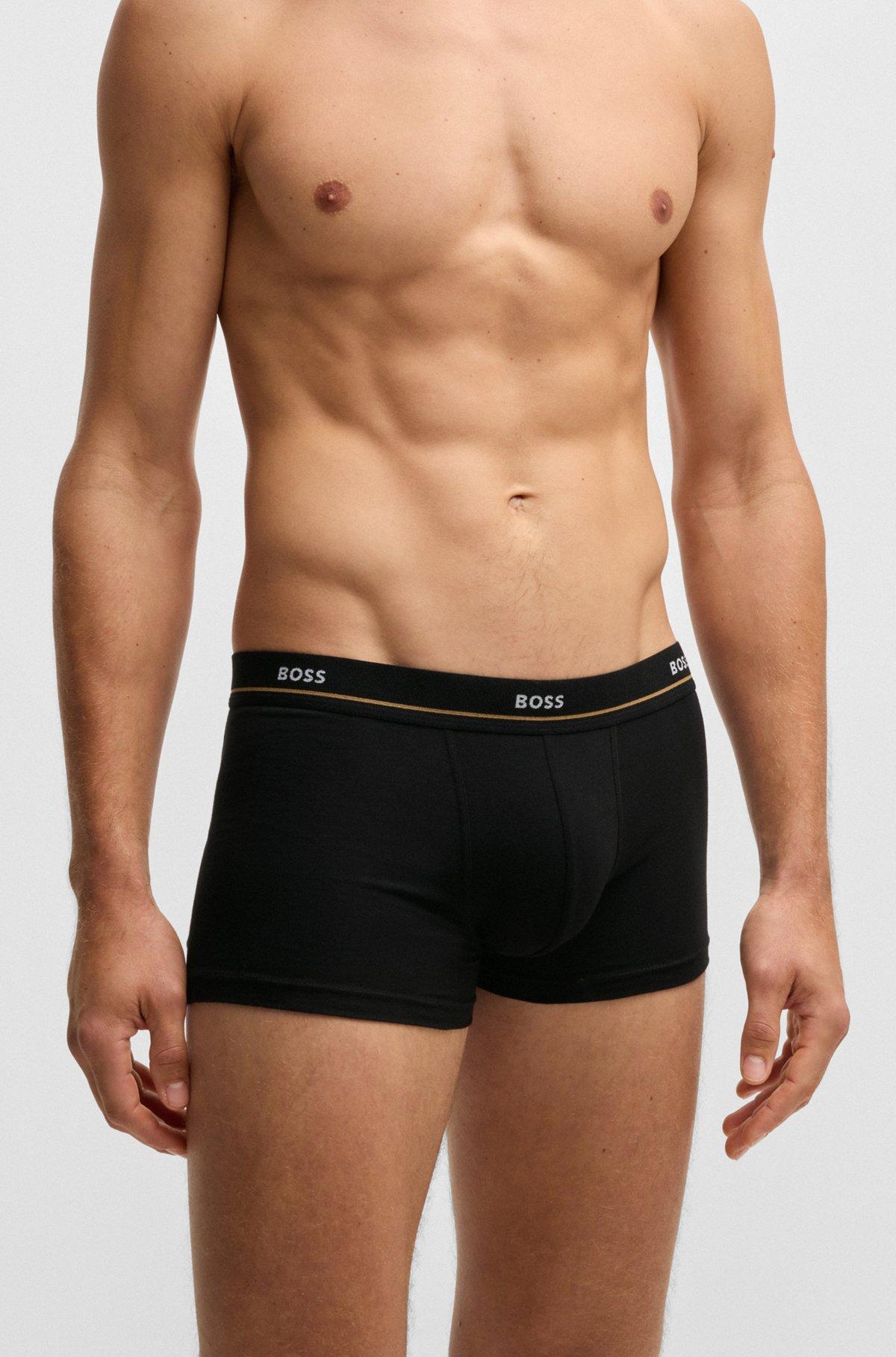 Three-pack of stretch-cotton trunks with logo waistbands Product Image