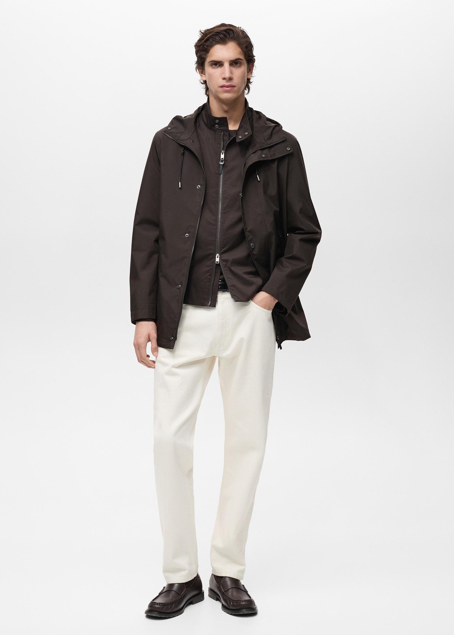Water-repellent hooded parka - Men | MANGO USA Product Image