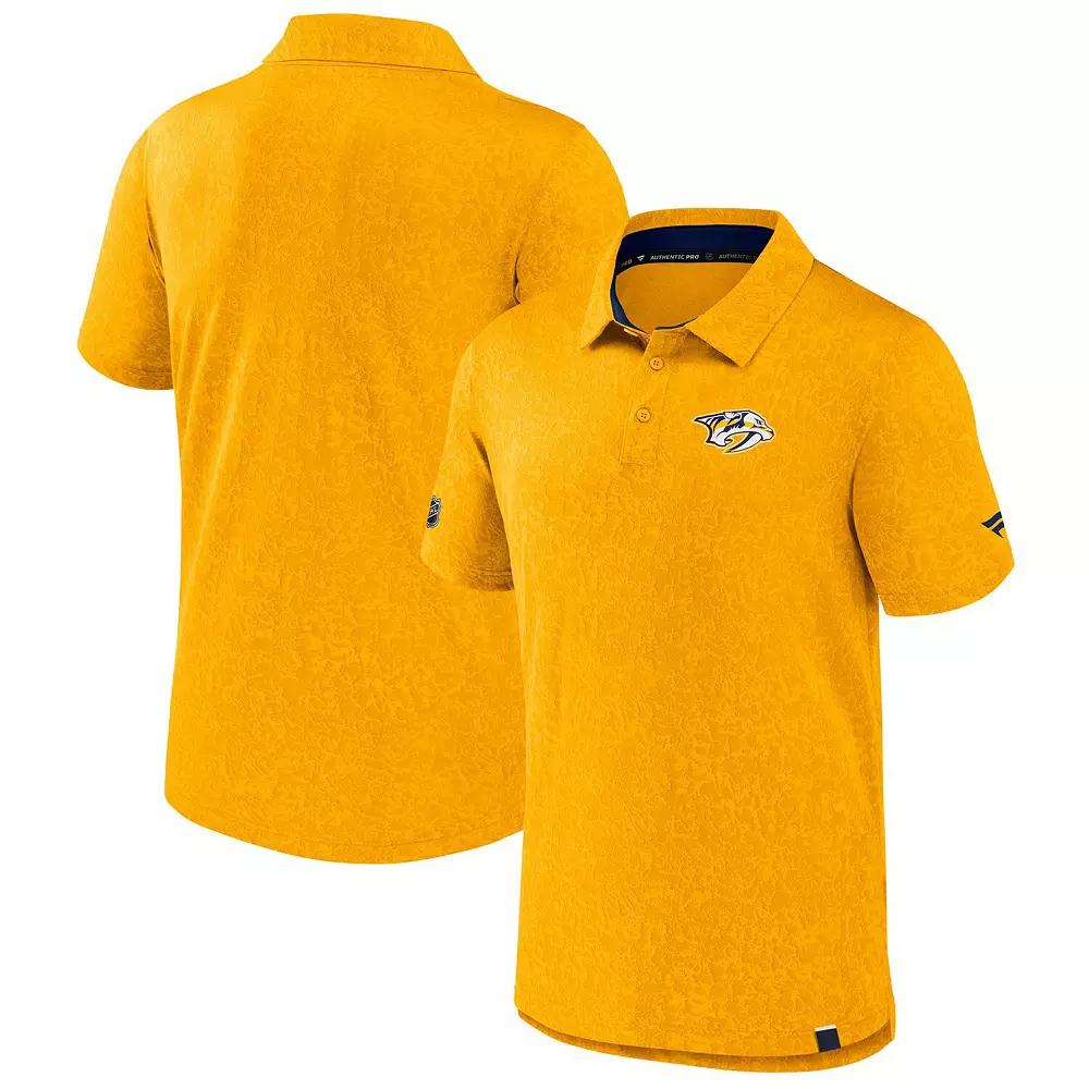 Men's Fanatics Gold Nashville Predators Authentic Pro Jacquard Polo,  Product Image