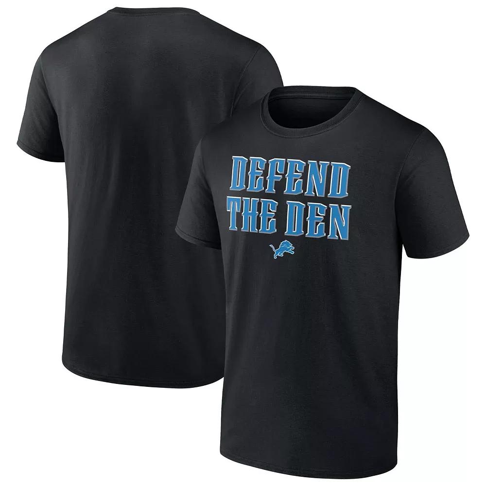 Men's Fanatics  Black Detroit Lions Defend the Den T-Shirt, Size: 2XL Product Image