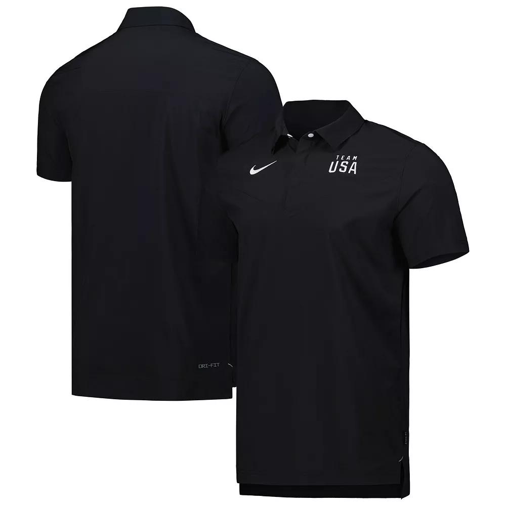 Men's Nike Black/White Team USA Coaches Performance Polo, Size: Small, Usa Black Product Image
