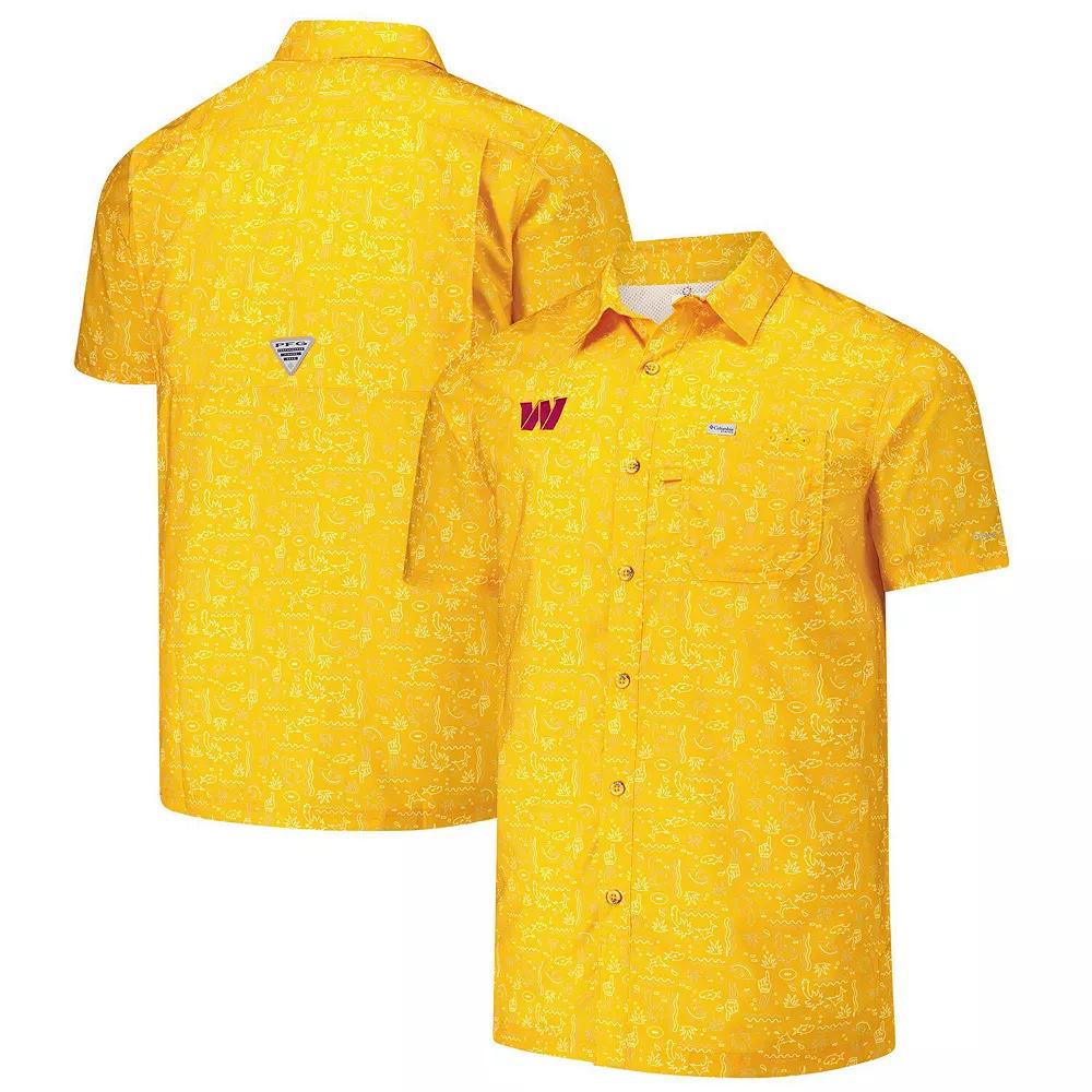 Men's Columbia PFG Gold Washington Commanders Super Slack Tide Omni-Wick Button-Up Shirt,  Product Image