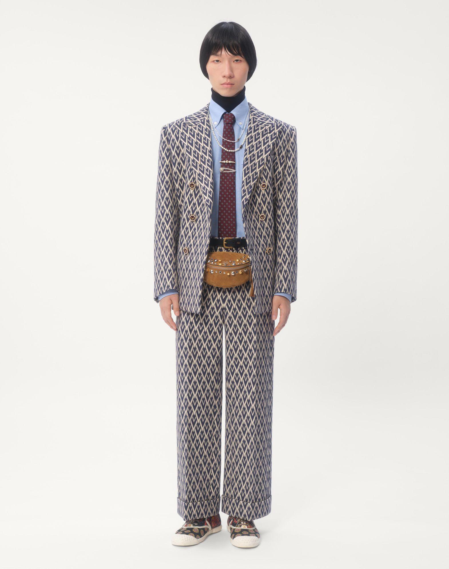 Double-Breasted Wool Jacket With Jacquard Toute La V Pattern Product Image