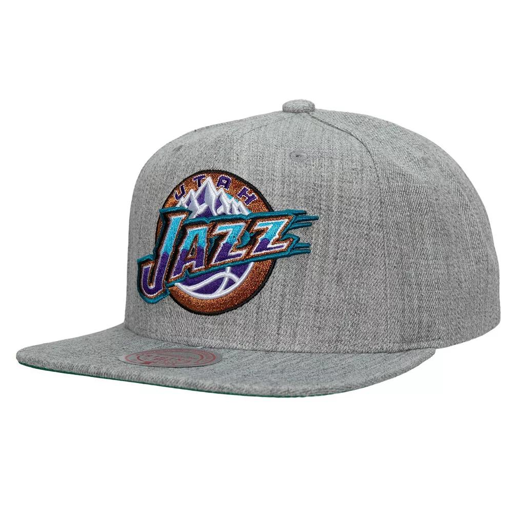 Men's Mitchell & Ness Heather Gray Utah Jazz Hardwood Classics 2.0 Snapback Hat, Jaz Grey Product Image