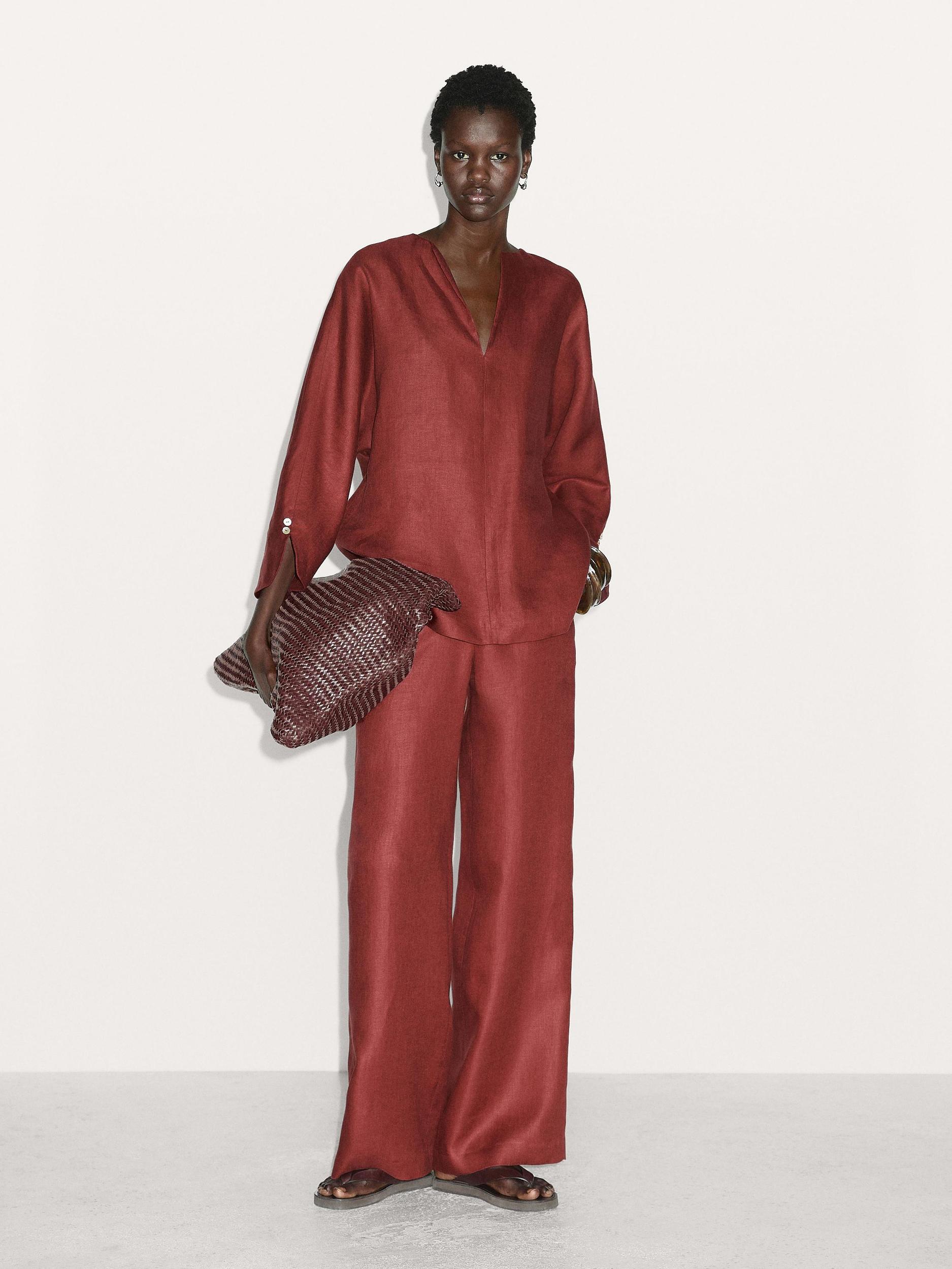 Flowing 100% linen trousers Product Image