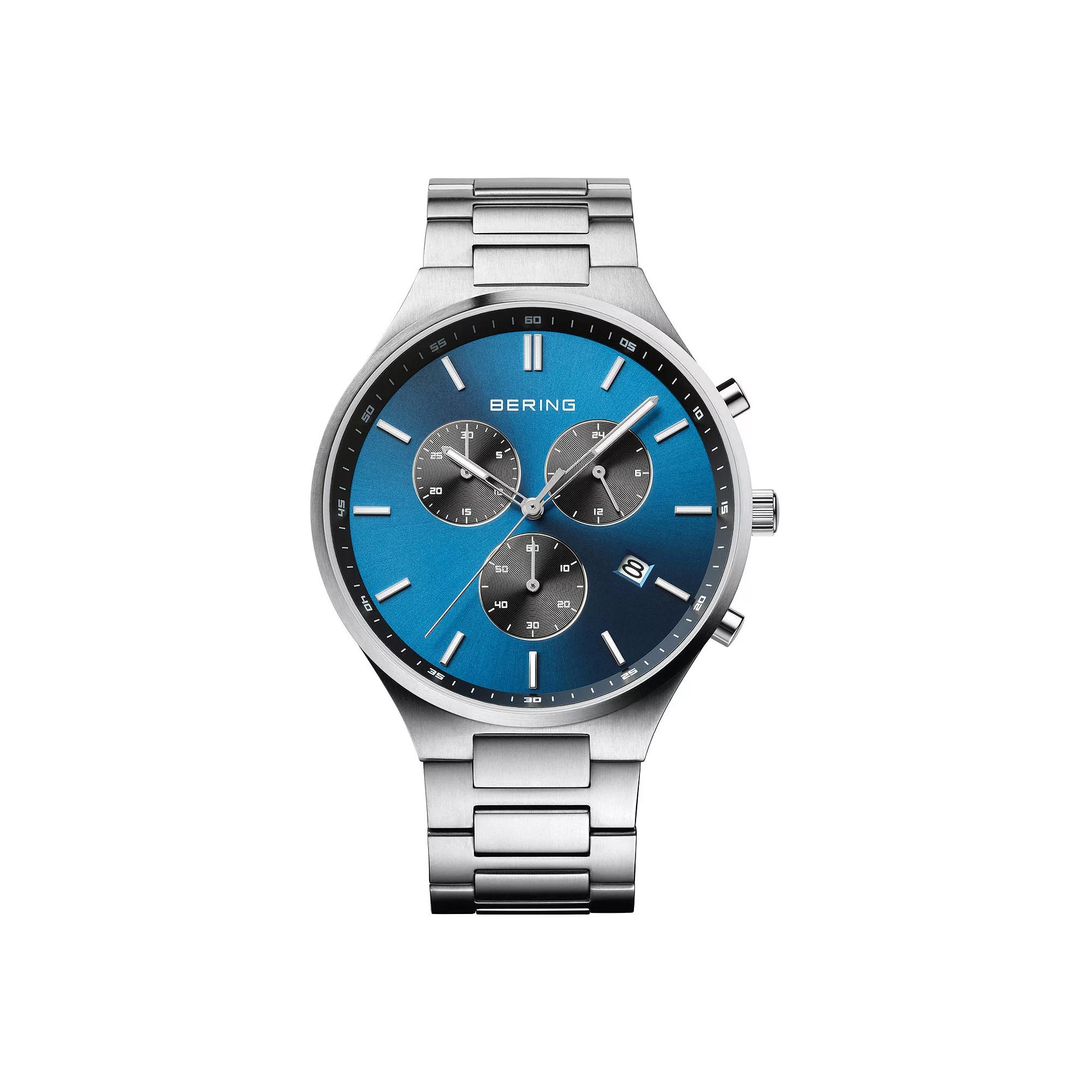 Berring Men's Blue Titanium Case Chronograph Bracelet Watch, Size: Large, Black Product Image