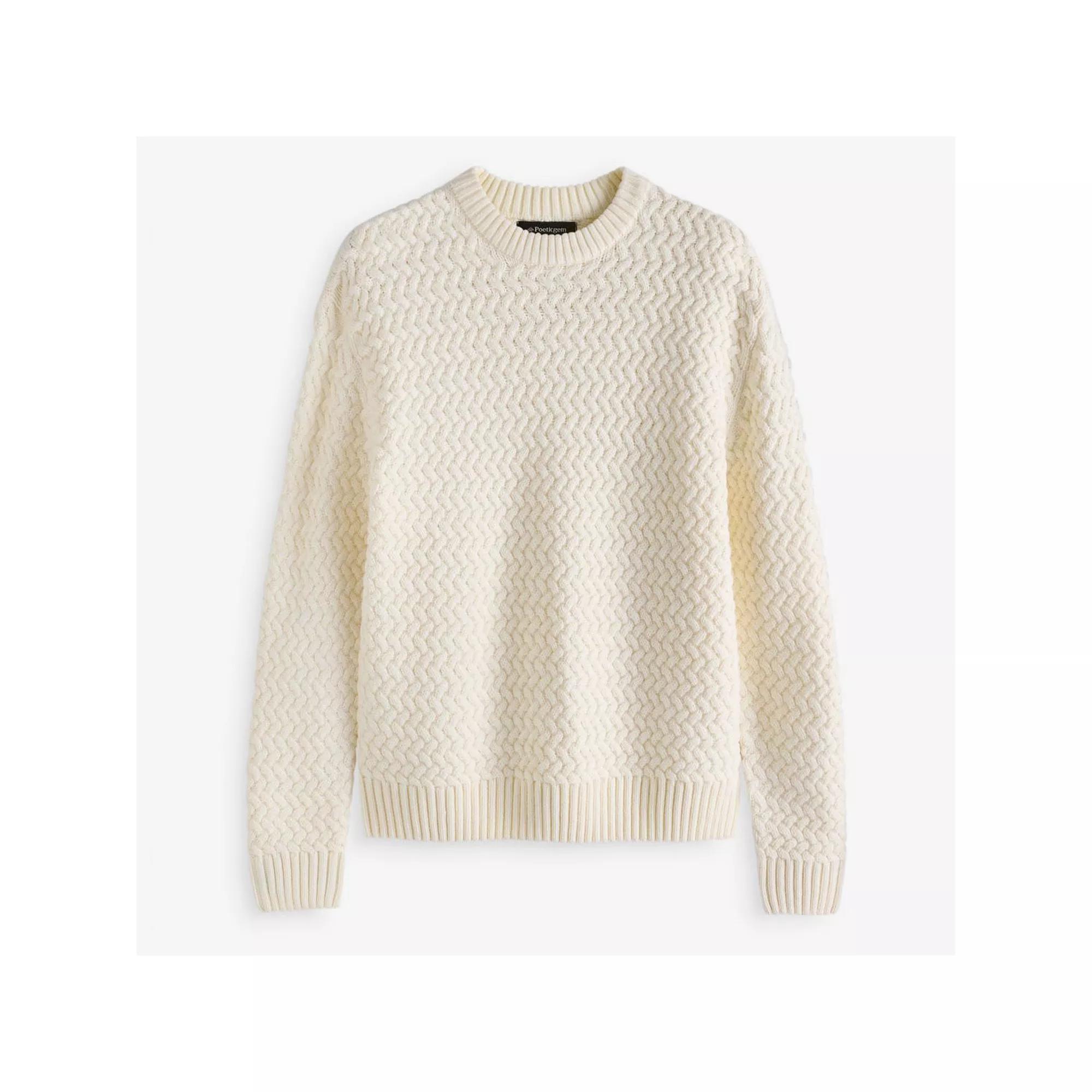 Men's NEXT Textured Crewneck Sweater, Size: XXL, White Product Image